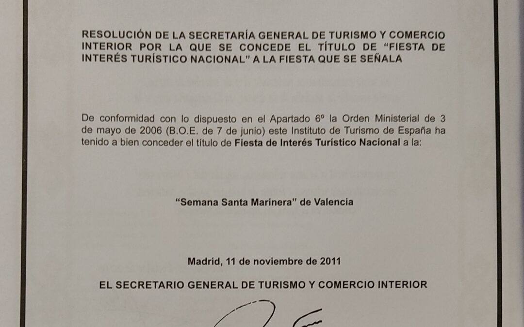 10 Anys de la Setmana Santa Marinera de València com Festa d’Interés Turístic Nacional